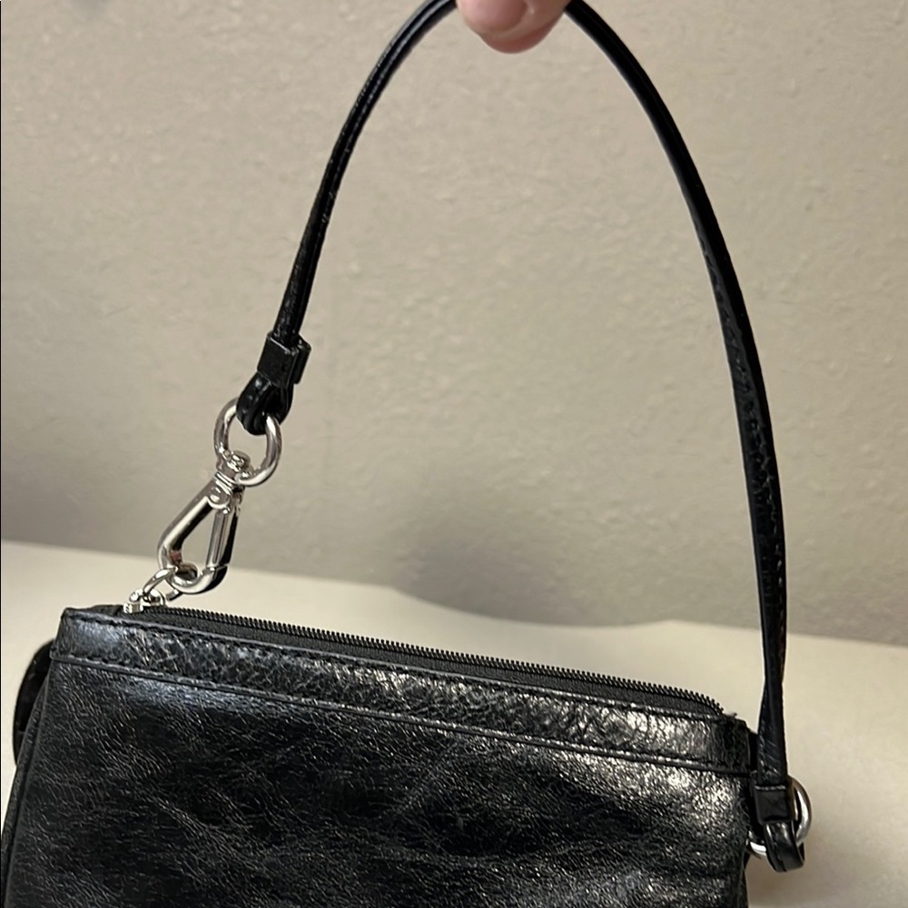 Calvin Klein Black Leather Clutch with Silver Accents - Picture 3 of 4